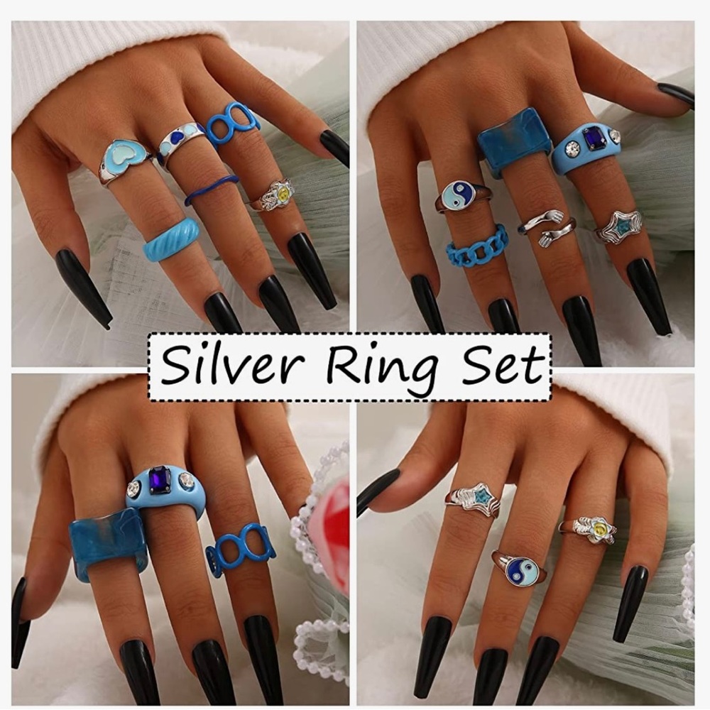 12 PC Knuckle Ring Set for women/girls, stackable boho snake finger rings. - Picture 3 of 5